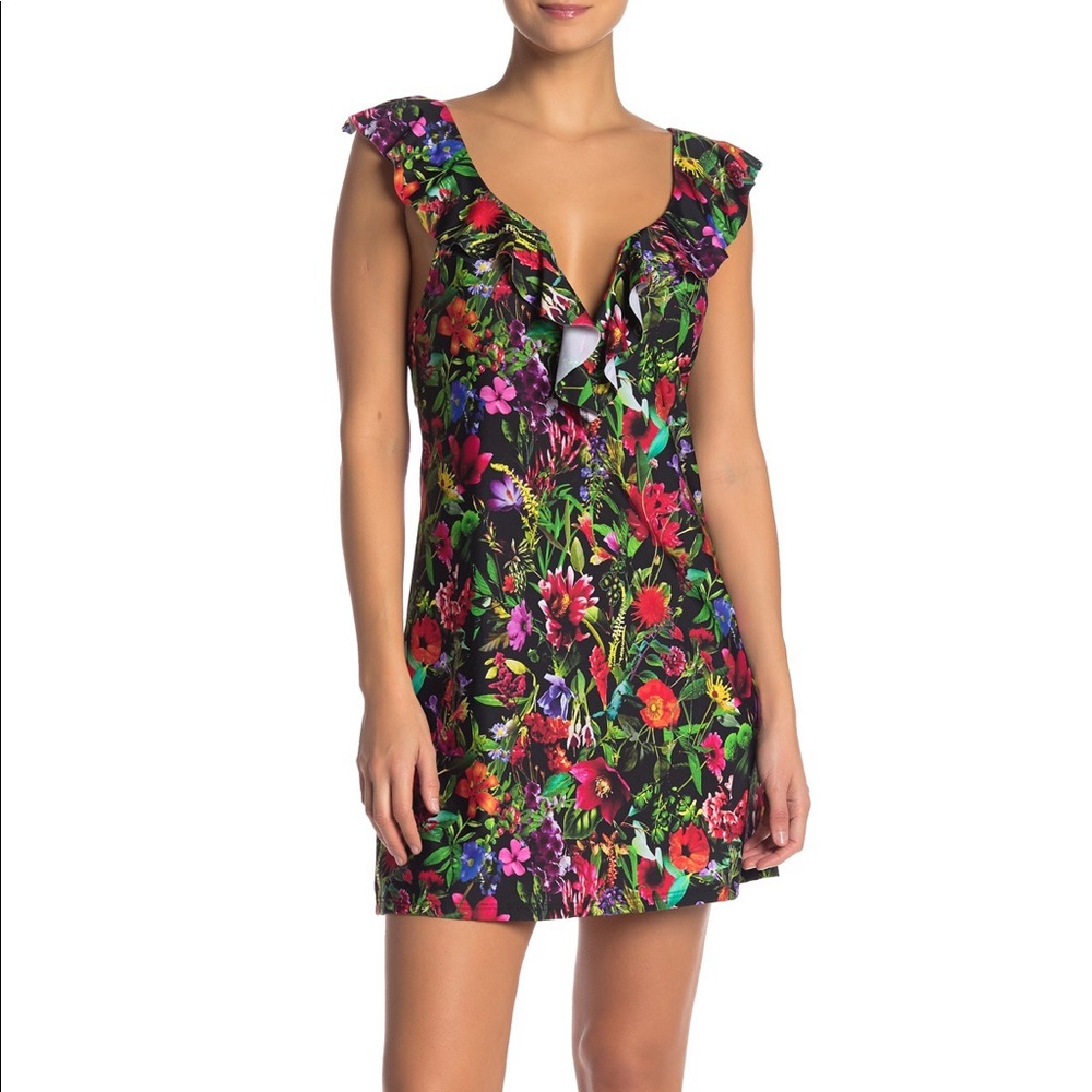 Tahari V-Wire Floral Print Swim Cover-Up Dress